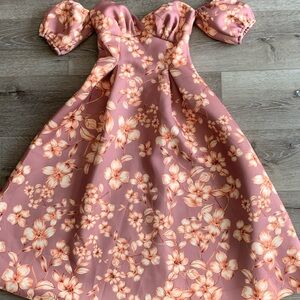 ASOS Dusty Rose Floral Off-Shoulder Party Dress size 2